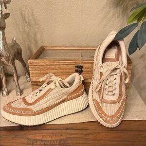 Stylish Women's Cream and Tan Sneakers